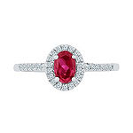 Womens 1/6 CT. T.W. Lab Created Red Ruby Sterling Silver Cocktail Ring