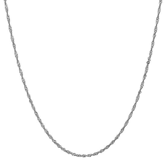 14K White Gold 16 Inch Solid Singapore Chain Necklace