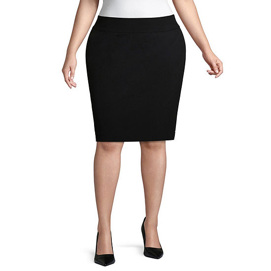 Liz Claiborne Womens Pencil Skirt - Plus, Color: Black - JCPenney