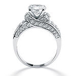 DiamonArt® Womens 3 1/2 CT. T.W White Cubic Zirconia Platinum Over Silver Round Engagement Ring