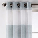JCPenney Home Metallic Stripe Sheer Grommet Top Single Curtain Panel