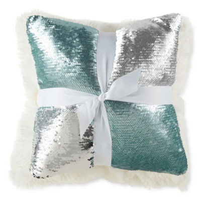 aqua fur pillow