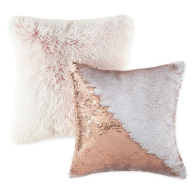 Jcpenney Home Rose White Sequin And Furry Rose 2 Pack Throw