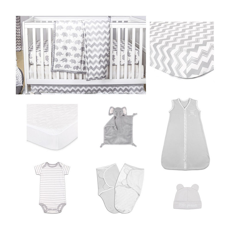 The Peanut Shell Ellie Chevron Crib Bedding Set, Gray