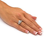 DiamonArt® Womens 3 1/2 CT. T.W White Cubic Zirconia Platinum Over Silver Round Engagement Ring