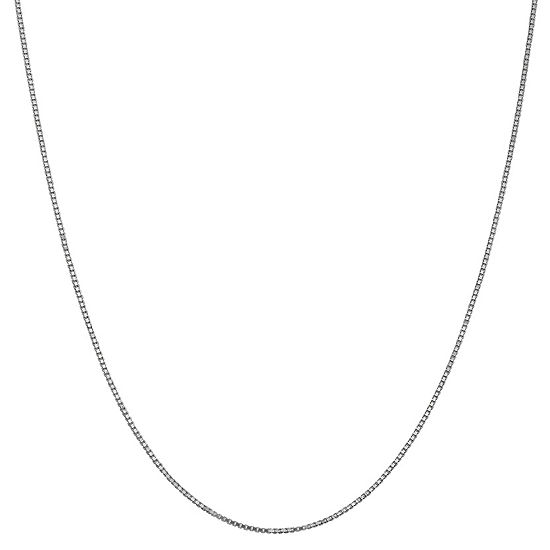 14K White Gold 14 Inch Solid Box Chain Necklace