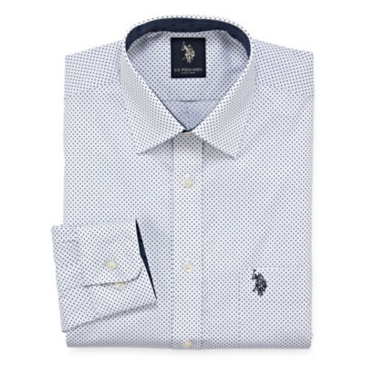 white long sleeve polo dress shirt