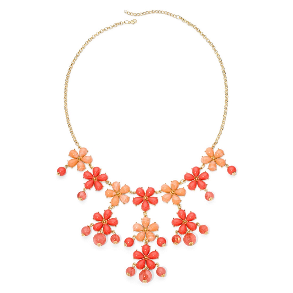 MIXIT Gold Tone Orange Flower Bauble Necklace
