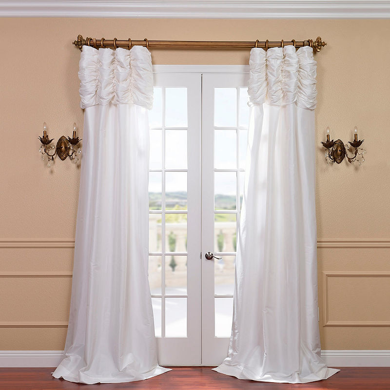 Exclusive Fabrics & Furnishing Ruched Faux Solid Taffeta Curtain Panel, 50
