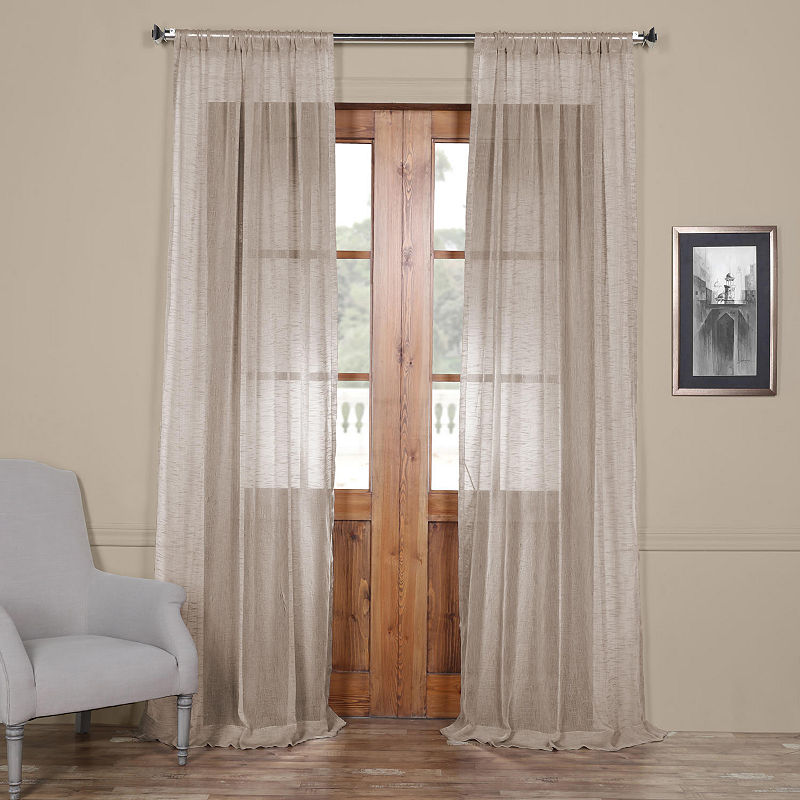 Exclusive Fabrics & Furnishing Open Weave Linen Sheer Curtain Panel, 50