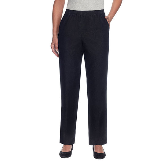 Alfred Dunner Womens Straight Pull-On Pants, Color: Black - JCPenney