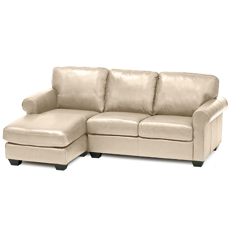 Leather Possibilities Roll-Arm 2-Pc. Left-Arm Sectional, Beige