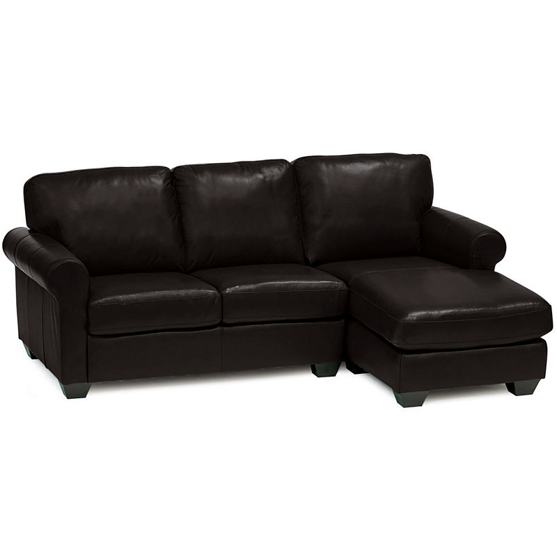 Leather Possibilities Roll-Arm 2-Pc. Left-Arm Sectional, Black