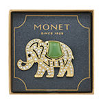 Monet® Crystal and Green Stone Elephant Pin