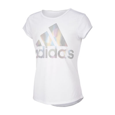 girls white adidas tshirt