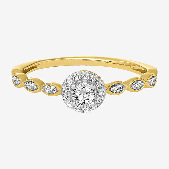 Womens 1/4 CT. T.W. Genuine White Diamond 10K Gold Round Engagement Ring