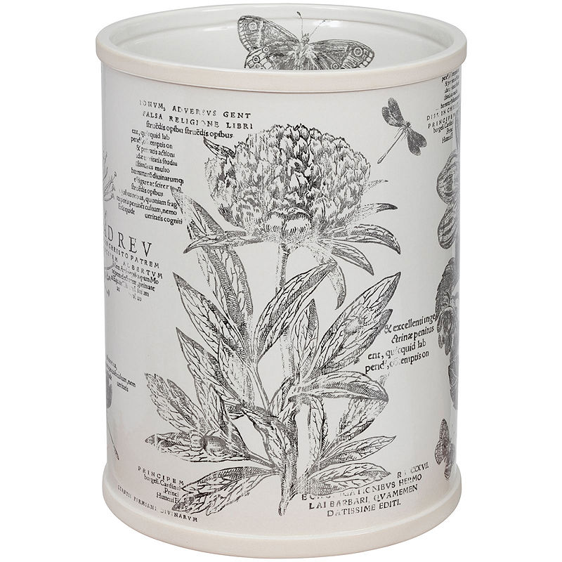 Creative Bath Sketchbook Botanical Toile Wastebasket, Beige