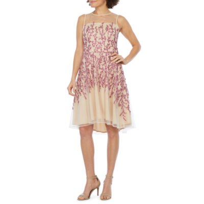 j taylor sleeveless embroidered floral fit & flare dress