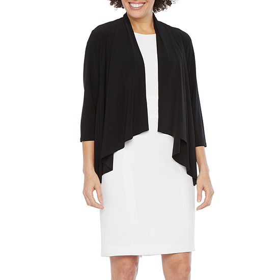 R&M Richards 3/4 Sleeve Knit Shrug-JCPenney, Color: Black
