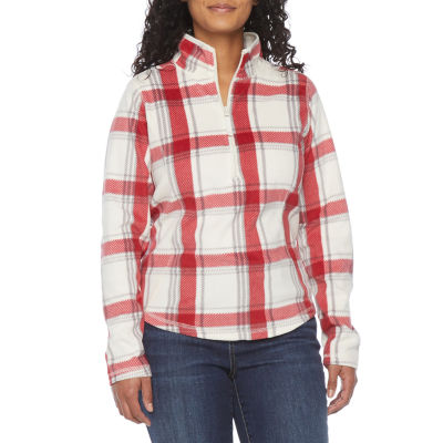 St. John's Bay Active Womens Mock Neck Long Sleeve QuarterZip Pullover