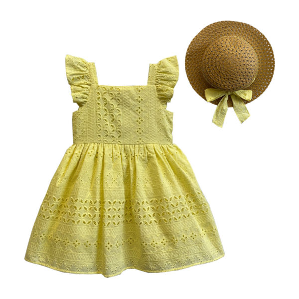 Blueberi Boulevard Baby Girls Eyelet Sleeveless A-Line Dress