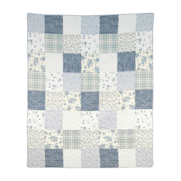 Donna Sharp Blue Pastures Pieced Cotton Quilted Washable Throw