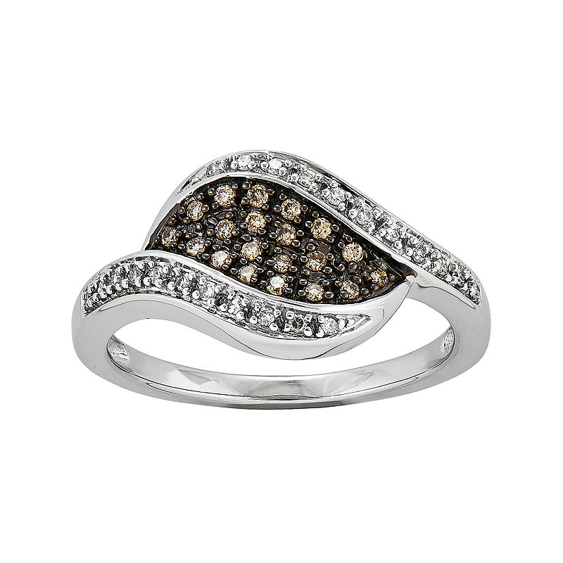 1/Ct. T.W. White And Champagne Diamond Marquise Ring, 8