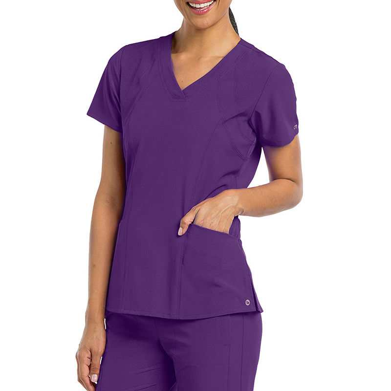 Barco One Women'S 5105 V-Neck Perforated Detail Performance Scrub Top, Womens, Size Xx-Small, Purple