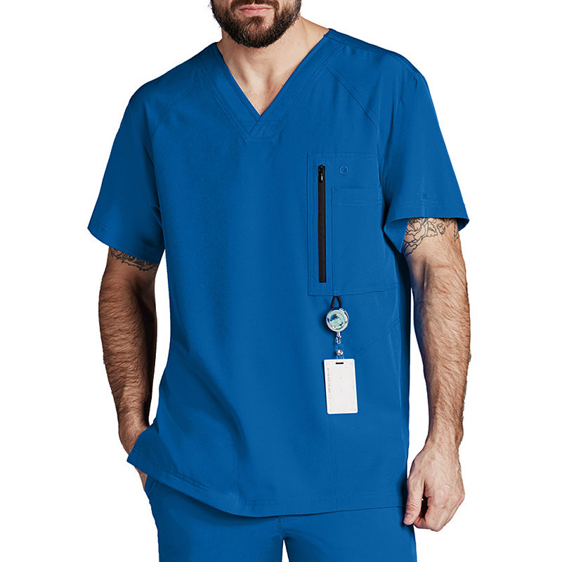 Barco One 0115 Men'S 5 Pocket V-Neck Scrub Top, Mens, Size Large, Blue