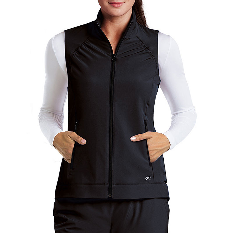 Barco One 5406 Women'S Mock Neck Zipper Scrub Vest, Womens, Size X-Large, Black