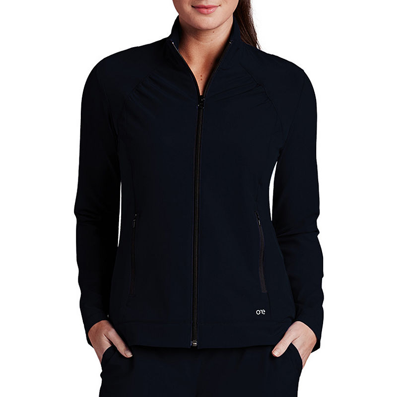 Barco One 5405 Women'S Crew Neck Zipper Jacket, Womens, Size X-Small, Black