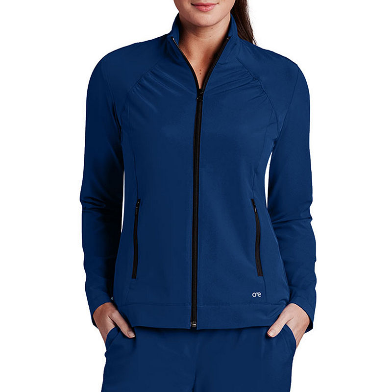 Barco One 5405 Women'S Crew Neck Zipper Jacket, Womens, Size Large, Blue