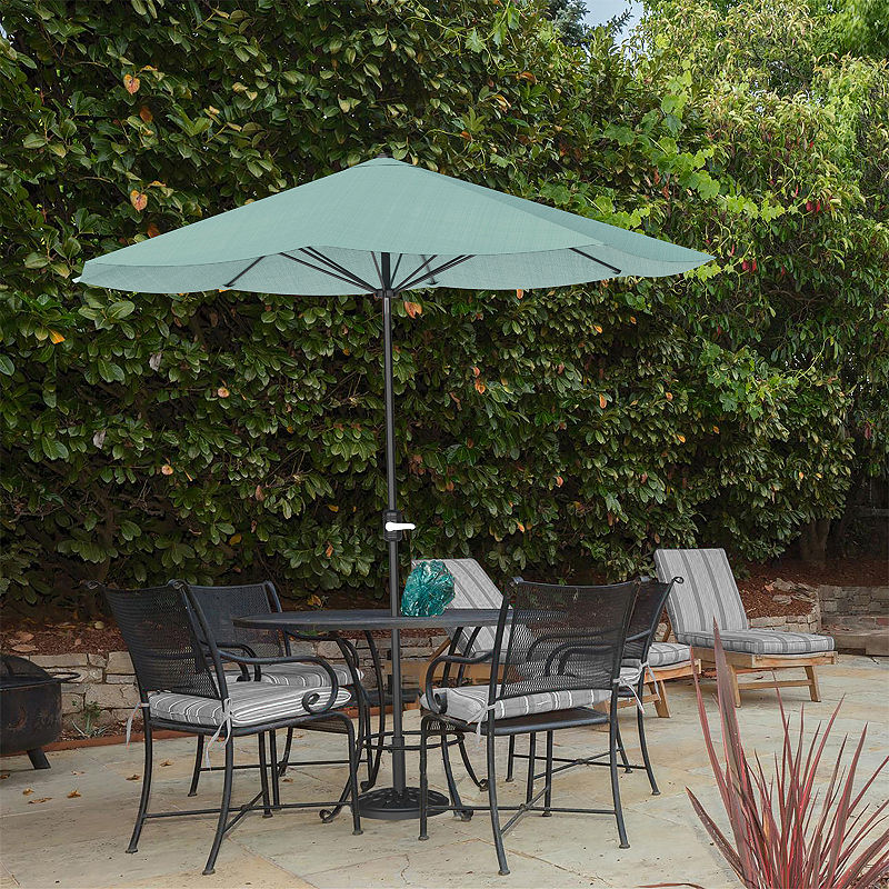 Pure Garden 9 Ft. Easy Crank Patio Umbrella, Green