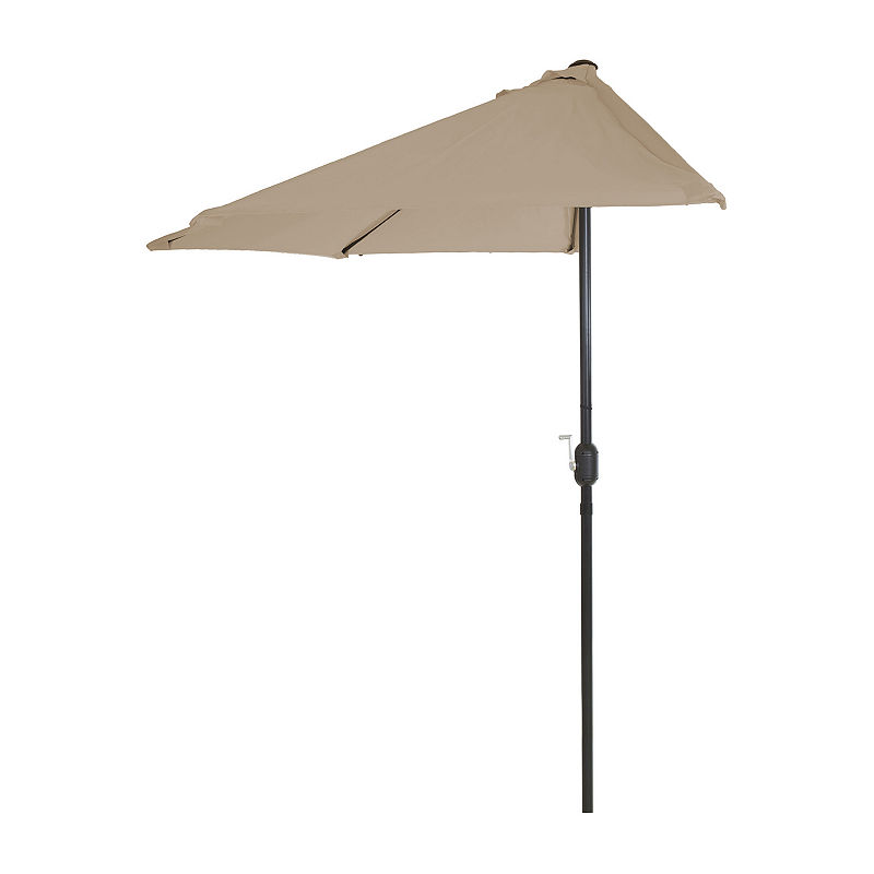 Pure Garden Half Round Patio Umbrella, Brown