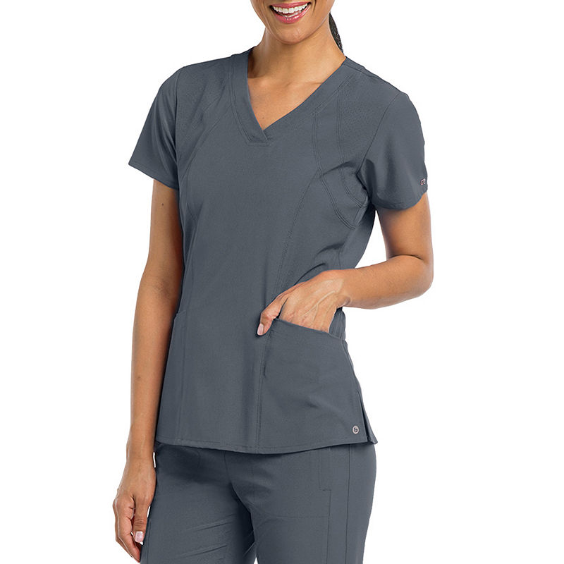 Barco One Women'S 5105 V-Neck Perforated Detail Performance Scrub Top - Plus, Womens, Size 4X-Large, Gray