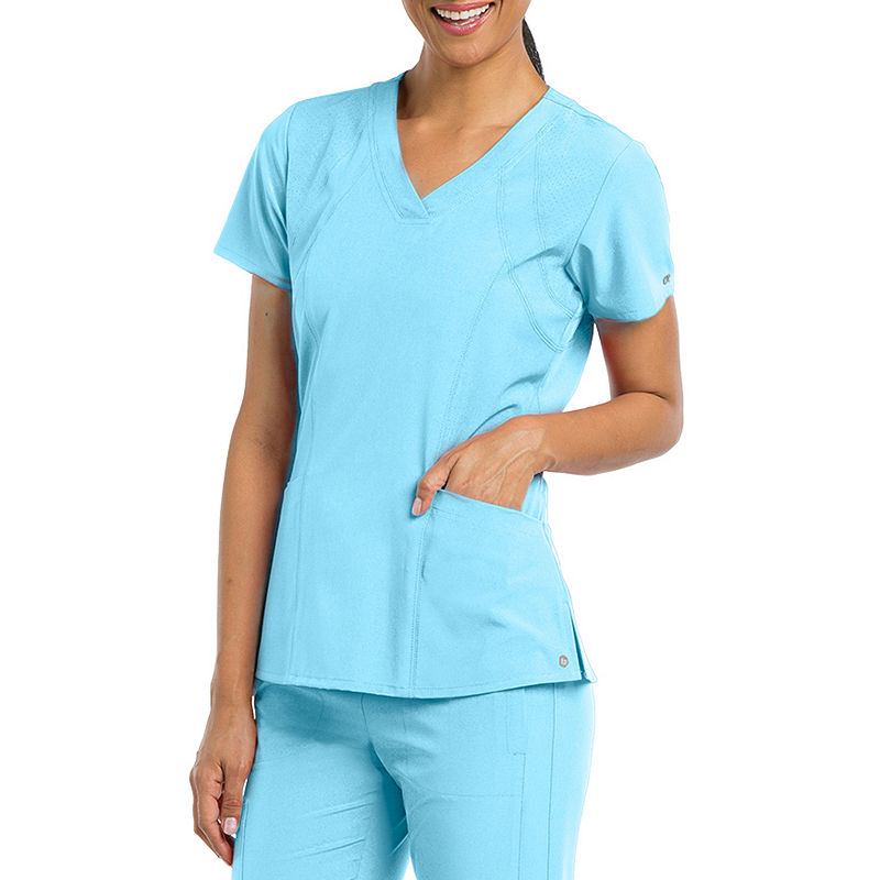 Barco One Women'S 5105 V-Neck Perforated Detail Performance Scrub Top - Plus, Womens, Size 5X-Large, Blue