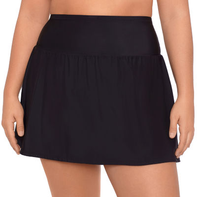Shores High Waist Swim Skirt Swimsuit Bottom Plus, Color Black
