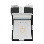 White Cubic Zirconia 10K Gold Heart 2-pc. Jewelry Set