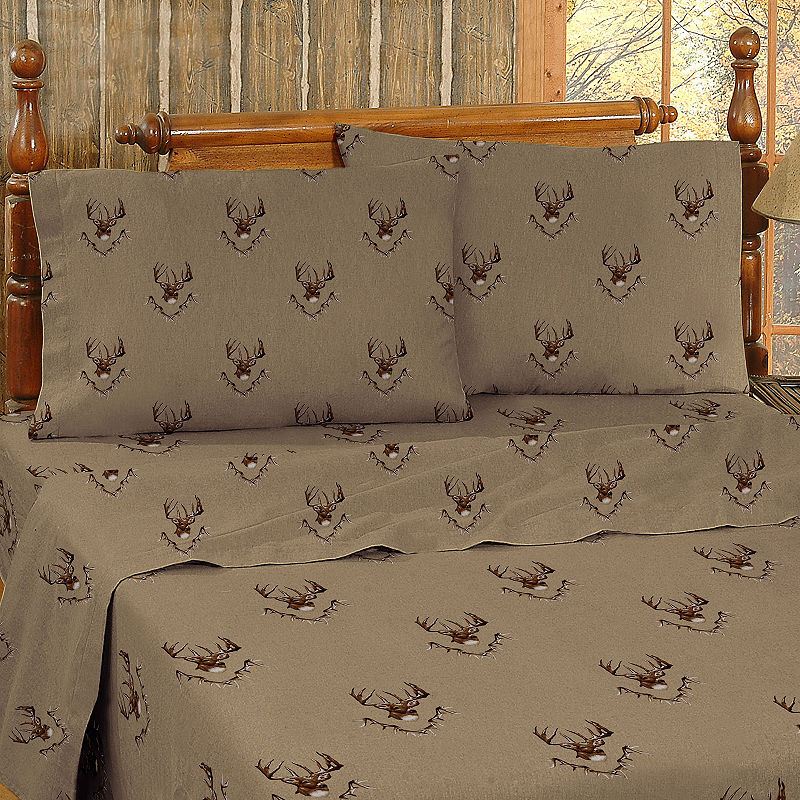 Blue Ridge Trading Whitetail Ridge Sheet Set Twin Cotton Sheet Set, Brown