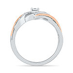 Promise My Love Womens Diamond Accent Genuine White Diamond 10K Rose Gold Over Silver Promise Ring