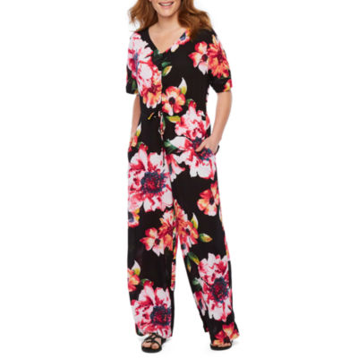 short sleeve floral jumpsuit