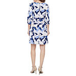 R & K Originals 3/4 Sleeve Abstract Puff Print Fit & Flare Dress