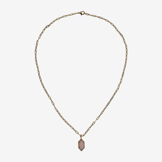 Sparkle Allure Semi-Precious Quartz 18 Inch Paperclip Oval Pendant Necklace