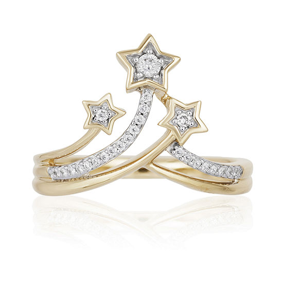 Enchanted Disney Fine Jewelry 1/10 CT. T.W. Genuine Diamond 10K Gold "Tinker Bell" Ring