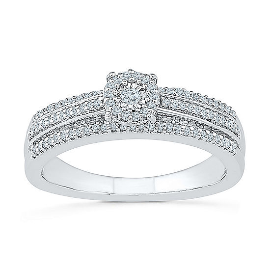 Womens 1/3 CT. T.W. Genuine White Diamond 10K White Gold Engagement Ring