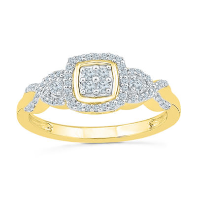 Womens 1/4 CT. T.W. Genuine White Diamond 10K Gold Engagement Ring