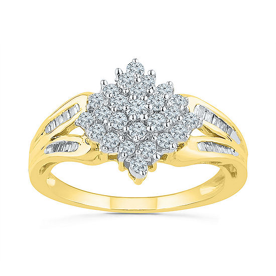 Womens 1/2 CT. T.W. Genuine White Diamond 10K Gold Engagement Ring