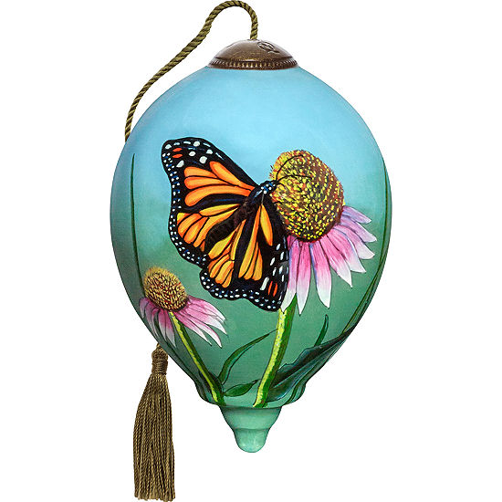 neqwa art hand painted blown glass monarch butterfly ornamen