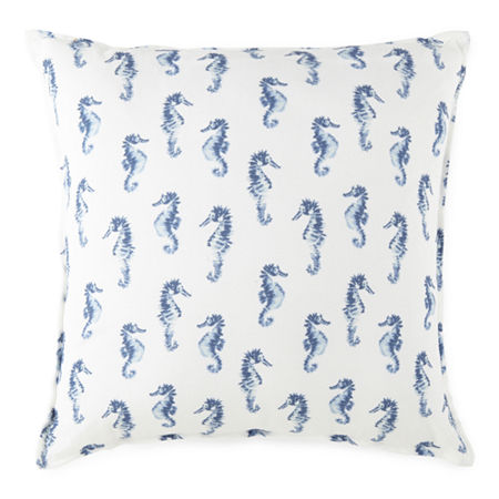Liz Claiborne 18X18 Seahorse Decor Throw Pillow, One Size , White