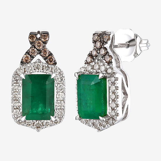 Le Vian Grand Sample Sale® Earrings featuring 1  1/2 cts. Emerald, 1/3 cts. Nude Diamonds™ , 1/8 cts. Chocolate Diamonds®  set in 14K Vanilla Gold®